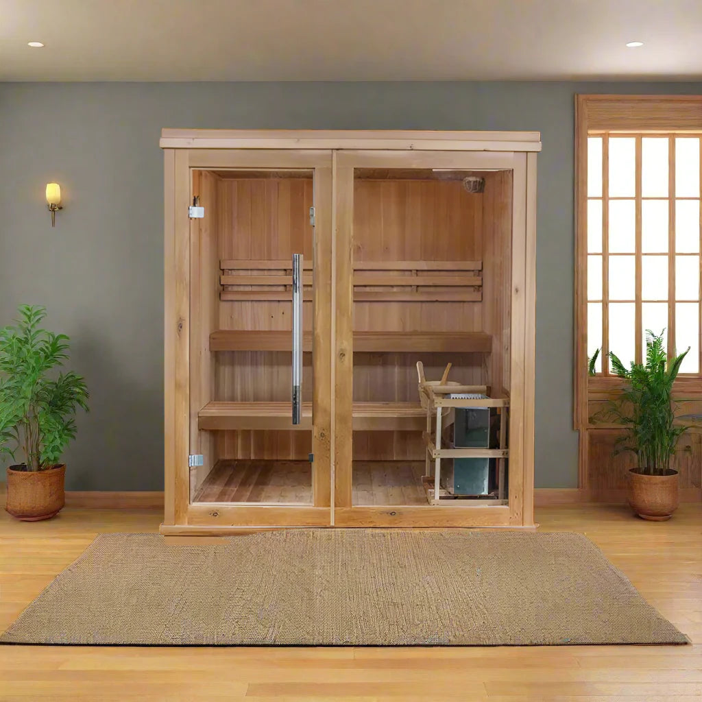 Charleston 4-Person Indoor Traditional Sauna Double Bench