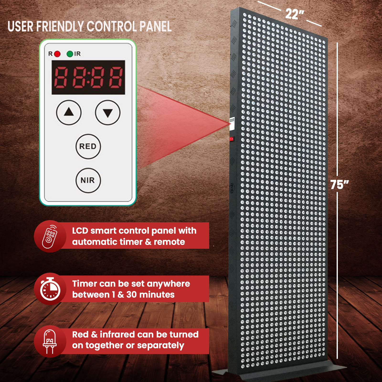 EXESAS 1216 LED, 6080W Dual-Chip, Red Light Therapy Device for Full Body, 4-Wavelengths Infrared LED Panel for Skin, Recovery, Performance, Wellness