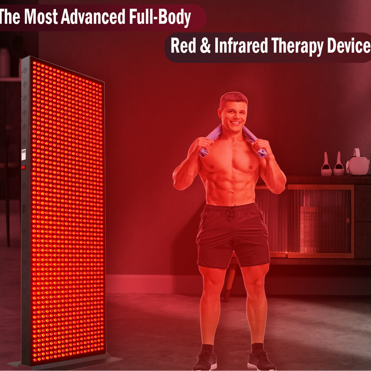 EXESAS 1216 LED, 6080W Dual-Chip, Red Light Therapy Device for Full Body, 4-Wavelengths Infrared LED Panel for Skin, Recovery, Performance, Wellness