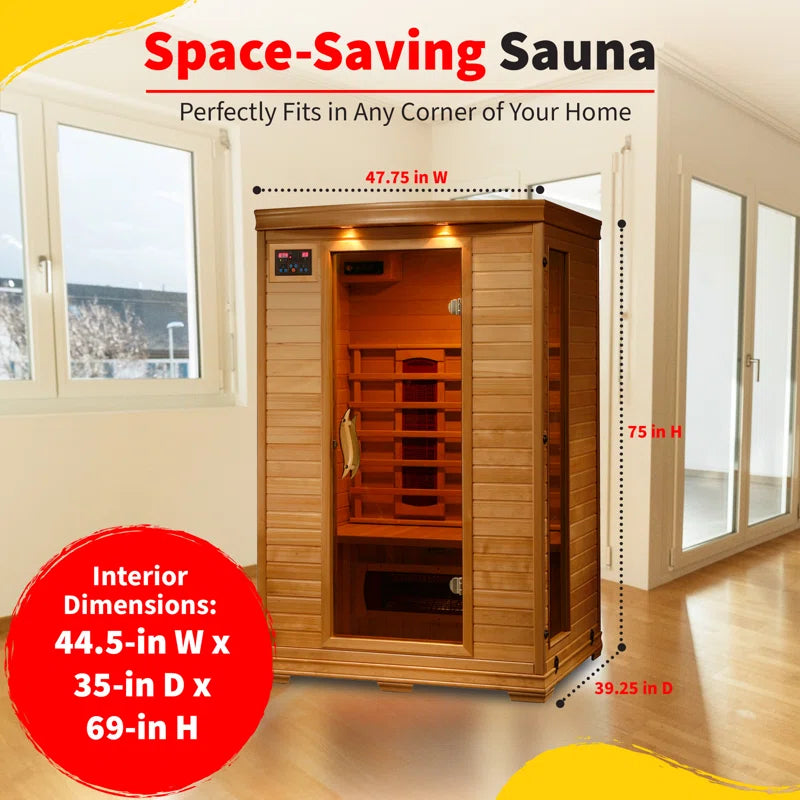 2-Person Hemlock Infrared Sauna with 5 Ceramic Heaters